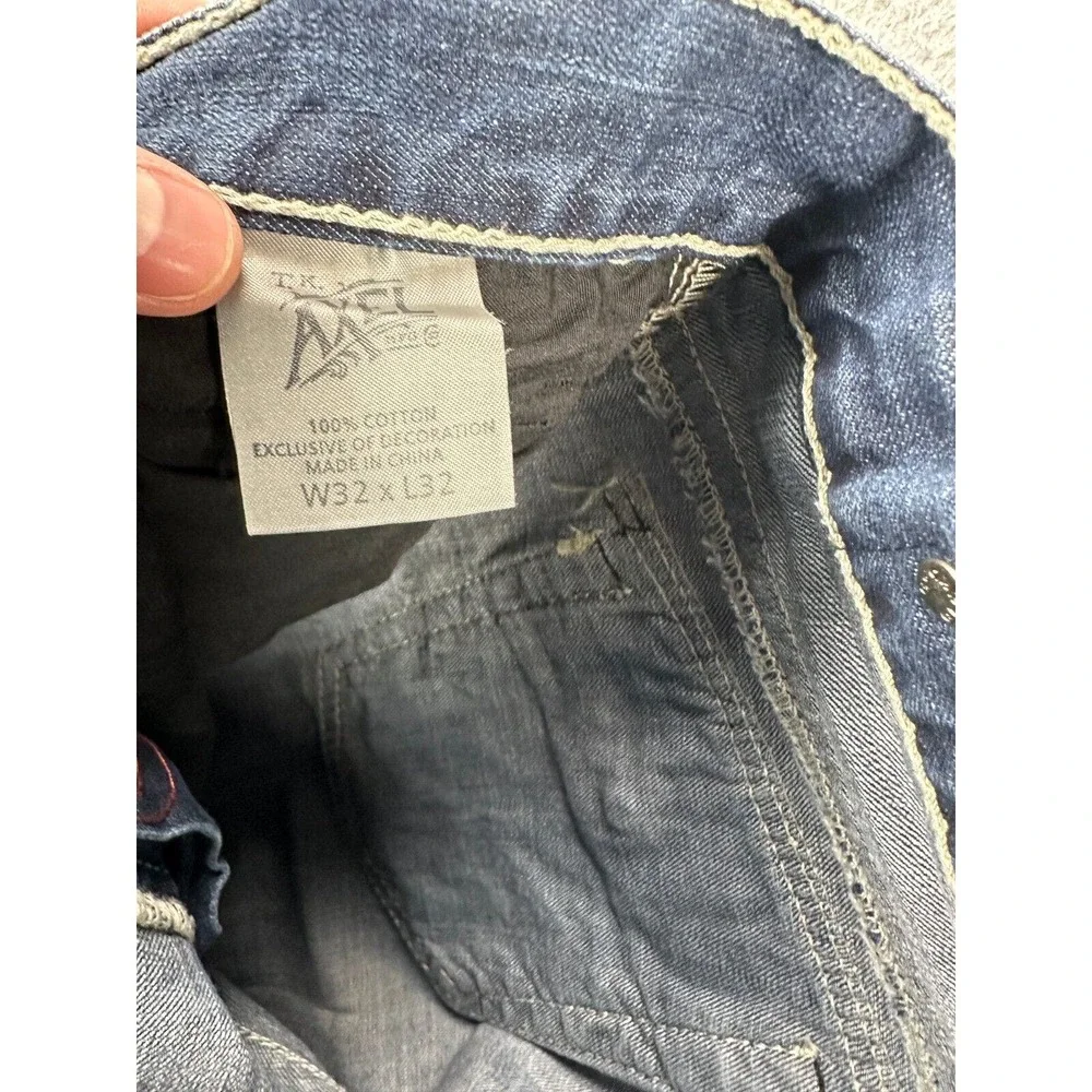 T.K. Axel Jeans Mens 32X32 Treadwell Blue Distressed Relaxed Straight Denim Pant - Picture 6 of 10